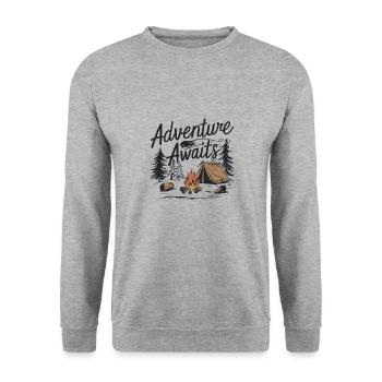 L’AVENTURE VOUS ATTEND - Sweat-shirt Unisexe - gris chiné - Devant - Alina (178cm) & Michal (187cm)