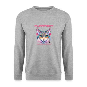 Anime Purrfect Neko Love Design - Unisex Sweatshirt - salt & pepper - Front - Alina (178cm) & Michal (187cm)