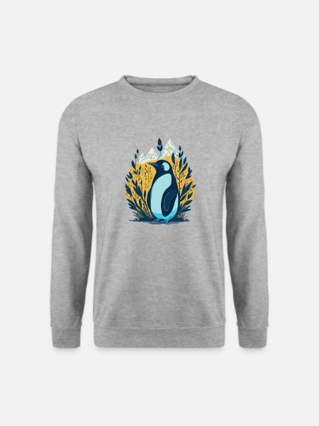 Pinguin in der Natur - Unisex Pullover - Weißgrau meliert