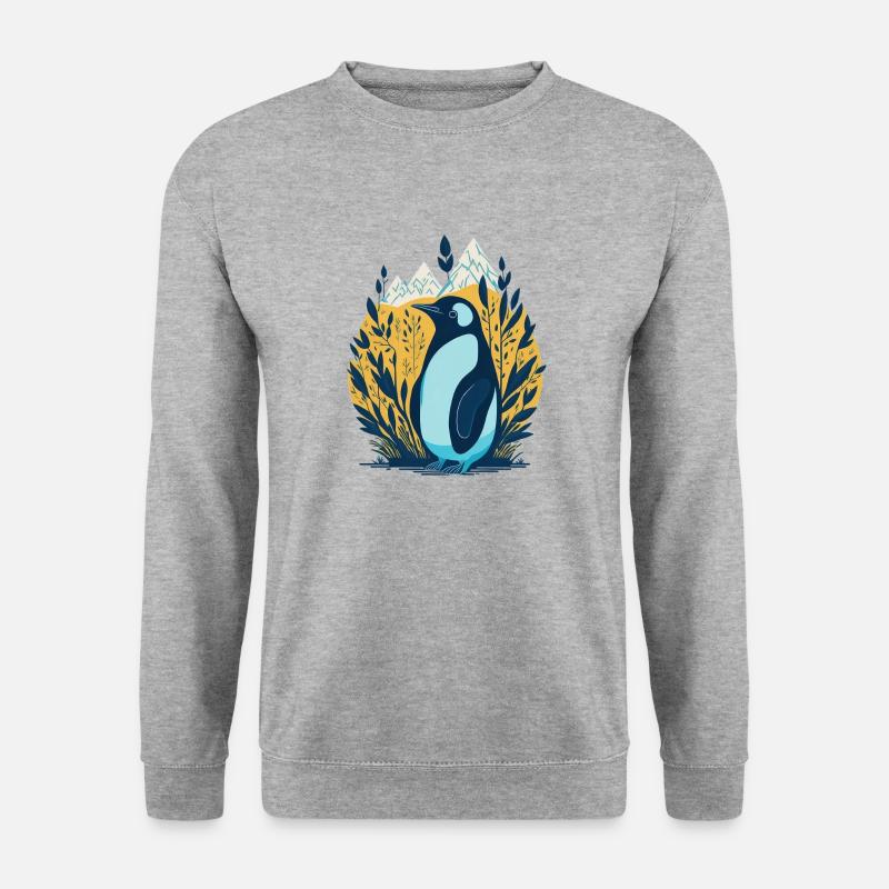 Pinguin in der Natur - Unisex Pullover - Weißgrau meliert