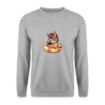 Pferd Sommer Comic - Unisex Pullover - Weißgrau meliert - Vorne - Alina (178cm) & Michal (187cm)
