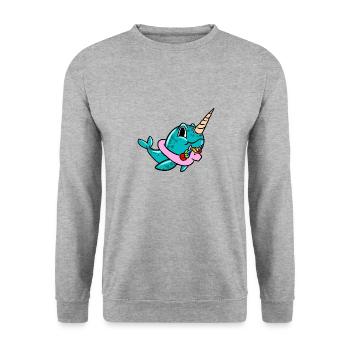 Narwhal On Unicorn Float Lifebuoy Float Cool pun - Unisex Sweatshirt - salt & pepper - Front - Alina (178cm) & Michal (187cm)