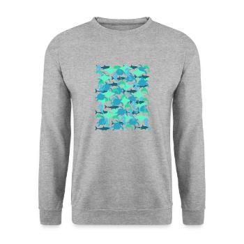Ocean Camouflage – Meeresleben im Tarnstil - Unisex Pullover - Weißgrau meliert - Vorne - Alina (178cm) & Michal (187cm)