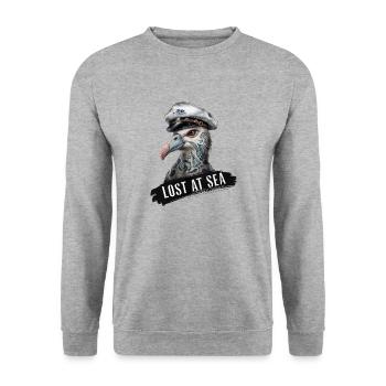 Lost But Not Least: Tattooed Seagull - Unisex Sweatshirt - salt & pepper - Front - Alina (178cm) & Michal (187cm)