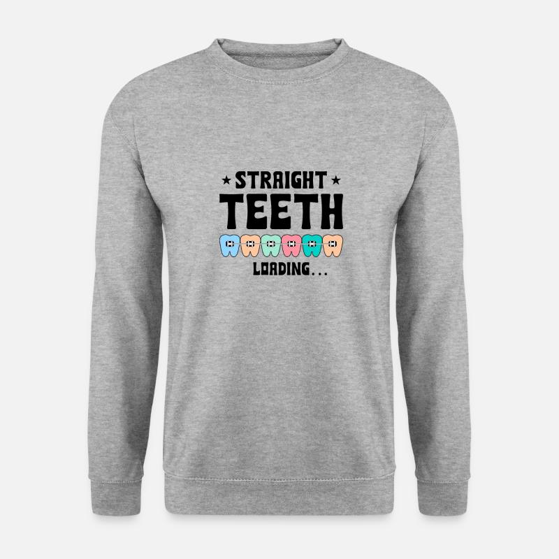 Witziger Zahnspangen Spruch - Unisex Pullover - Weißgrau meliert
