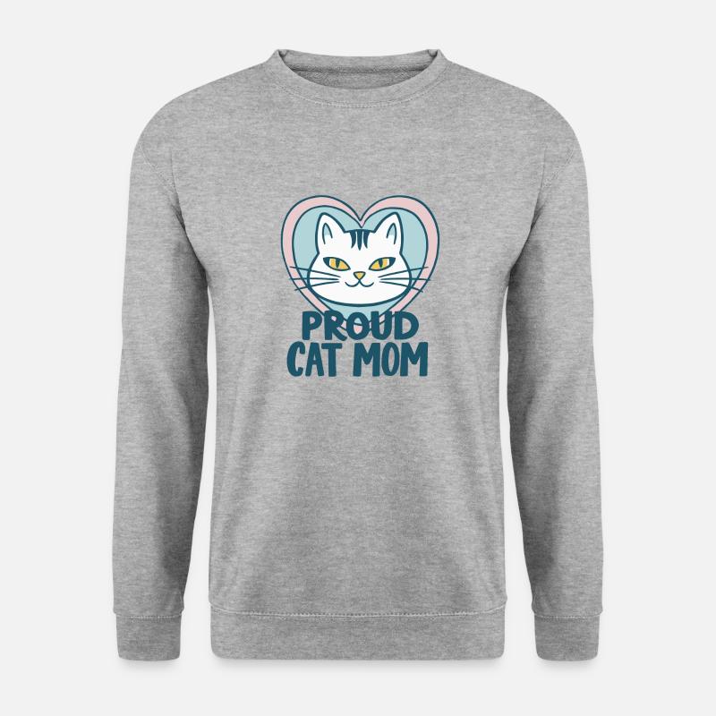 STOLZE KATZENMAMA - Unisex Pullover - Weißgrau meliert
