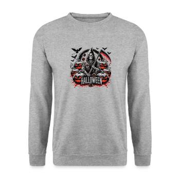 Halloween 2024 with the Grim Reaper - Unisex Sweatshirt - salt & pepper - Front - Alina (178cm) & Michal (187cm)