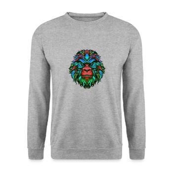 Gorilla Portrait Colorful - Unisex Sweatshirt - salt & pepper - Front - Alina (178cm) & Michal (187cm)