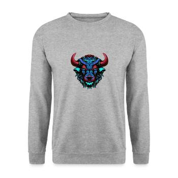 Bull Portrait Colorful Taurus - Unisex Sweatshirt - salt & pepper - Front - Alina (178cm) & Michal (187cm)