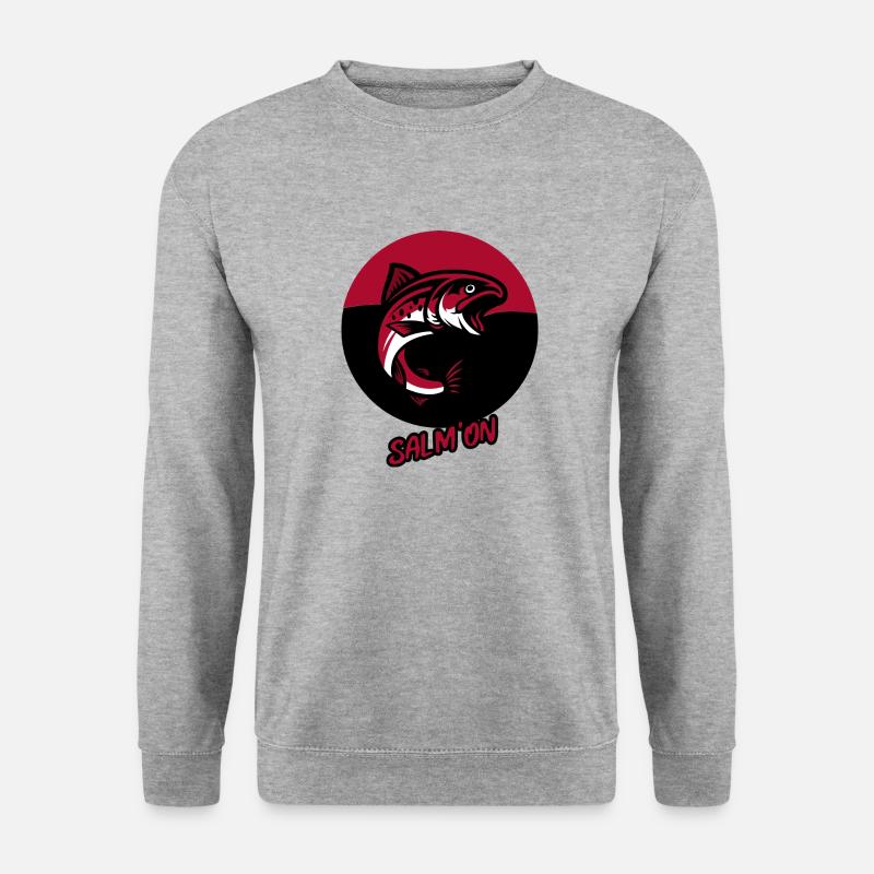 Salmon: Salm'On - Unisex Pullover - Weißgrau meliert