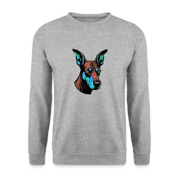 Doberman Dog Portrait Colorful - Unisex Sweatshirt - salt & pepper - Front - Alina (178cm) & Michal (187cm)