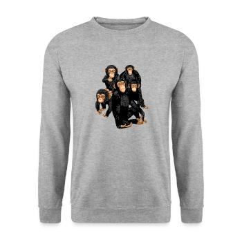 Five Cute Monkey's T-Shirt - Funny Little Ape Pun - Unisex Sweatshirt - salt & pepper - Front - Alina (178cm) & Michal (187cm)