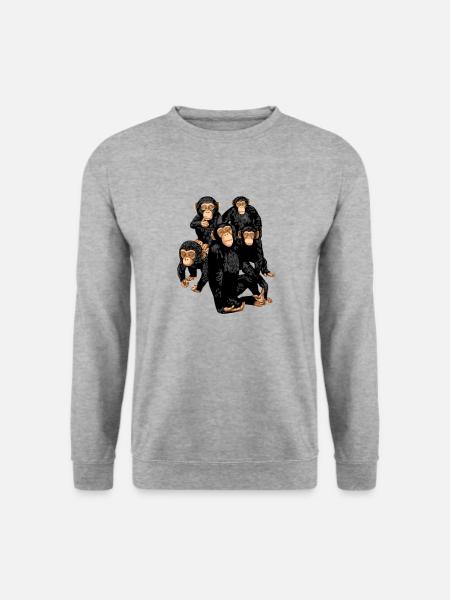Fünf süße Affen T-Shirt - lustiges kleines Affenwortspiel - Unisex Pullover - Weißgrau meliert
