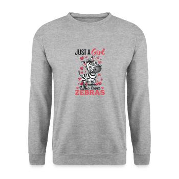 Funny Zebra Animal Just A Girl Who Loves Zebras - Unisex Sweatshirt - salt & pepper - Front - Alina (178cm) & Michal (187cm)
