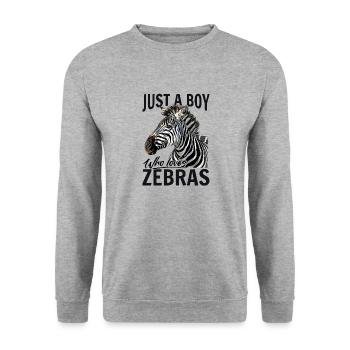 Funny Zebra Animal Just A Boy Who Loves Zebras - Unisex Sweatshirt - salt & pepper - Front - Alina (178cm) & Michal (187cm)
