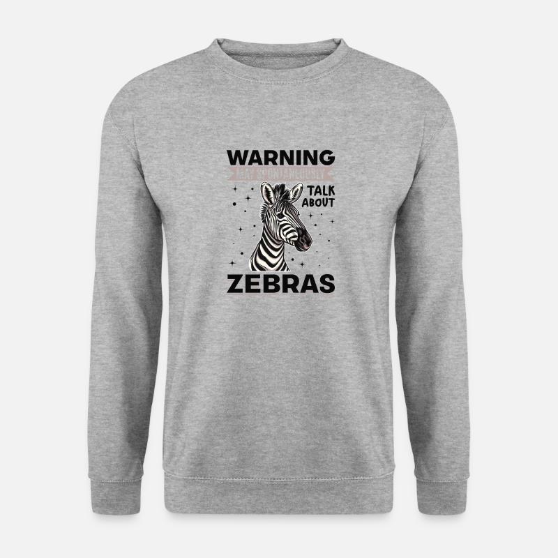 Zebra Animal Warning May Spontaneously Talk About - Unisex Pullover - Weißgrau meliert