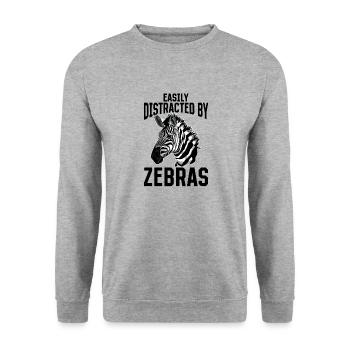 Funny Zebra Animal Easily Distracted By Zebras - Unisex Sweatshirt - salt & pepper - Front - Alina (178cm) & Michal (187cm)