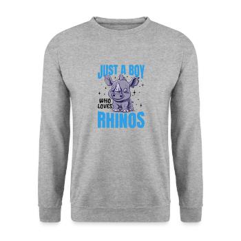 Rhinozeros Animal Just A Boy Who Loves Rhinos - Unisex Pullover - Weißgrau meliert - Vorne - Alina (178cm) & Michal (187cm)