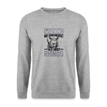 Avertissement d’animal rhinocéros drôle - Sweat-shirt Unisexe - gris chiné - Devant - Alina (178cm) & Michal (187cm)