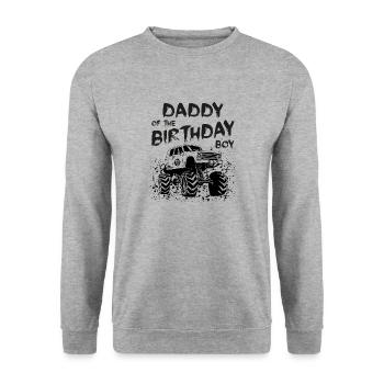 Daddy of the Birthday Boy Monster Truck Party - Unisex Sweatshirt - salt & pepper - Front - Alina (178cm) & Michal (187cm)