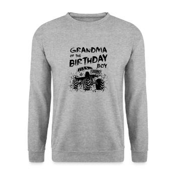 Grandma of the Birthday Boy Monster Truck Party - Unisex Sweatshirt - salt & pepper - Front - Alina (178cm) & Michal (187cm)