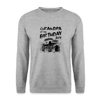 Grandpa of the Birthday Boy Monster Truck Party - Unisex Sweatshirt - salt & pepper - Front - Alina (178cm) & Michal (187cm)