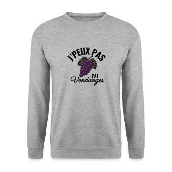 Je Peux Pas J'ai Vendanges Agriculteur Vigneron - Sweat-shirt Unisexe - gris chiné - Devant - Alina (178cm) & Michal (187cm)