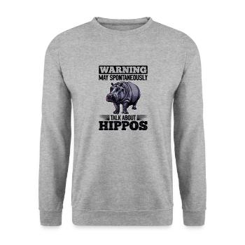 Hippo Hippopotamus Animal Warning May - Unisex Sweatshirt - salt & pepper - Front - Alina (178cm) & Michal (187cm)