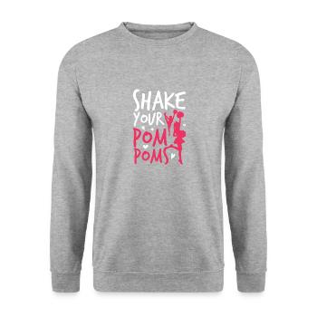 Schüttel Deine Pom Poms - Unisex Pullover - Weißgrau meliert - Vorne - Alina (178cm) & Michal (187cm)