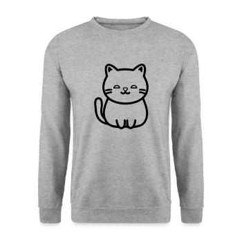 Katze - Unisex Pullover - Weißgrau meliert - Vorne - Alina (178cm) & Michal (187cm)