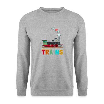 Zug Dampflokomotive Spruch Männer Frauen Kinder - Unisex Pullover - Weißgrau meliert - Vorne - Alina (178cm) & Michal (187cm)