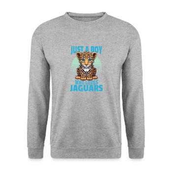 Drôle d’animal jaguar juste un garçon qui aime les jaguars - Sweat-shirt Unisexe - gris chiné - Devant - Alina (178cm) & Michal (187cm)