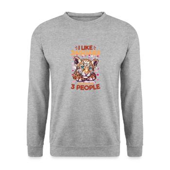 Jaguar Animal I Like Jaguars And Maybe 3 People - Unisex Pullover - Weißgrau meliert - Vorne - Alina (178cm) & Michal (187cm)