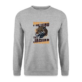 Drôle de Jaguar Animal Prétendre que je suis un Jaguar - Sweat-shirt Unisexe - gris chiné - Devant - Alina (178cm) & Michal (187cm)