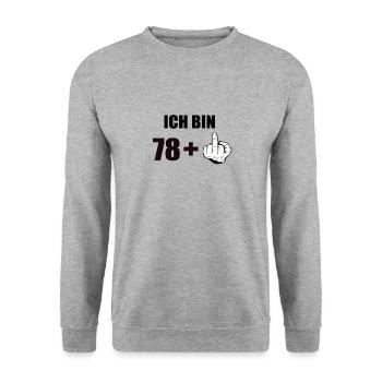 79 Geburtstag - Unisex Pullover - Weißgrau meliert - Vorne - Alina (178cm) & Michal (187cm)