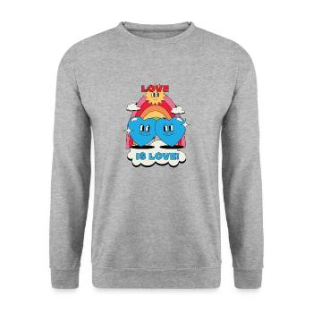 L’amour est love_blue - Sweat-shirt Unisexe - gris chiné - Devant - Alina (178cm) & Michal (187cm)