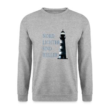Aurores boréales avec phare - Sweat-shirt Unisexe - gris chiné - Devant - Alina (178cm) & Michal (187cm)