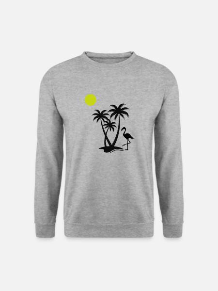 flamingo palmen - Unisex Pullover - Weißgrau meliert