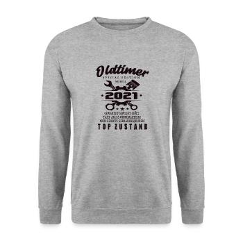 Oldtimer Special Edition Modell 2021 Geburtstag - Unisex Pullover - Weißgrau meliert - Vorne - Alina (178cm) & Michal (187cm)