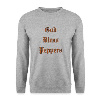 GodBlessPeppers - Sweat-shirt Unisexe - gris chiné - Devant - Alina (178cm) & Michal (187cm)