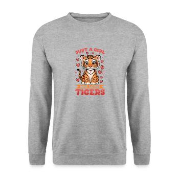 Funny Tiger Animal Just A Girl Who Loves Tigers - Unisex Sweatshirt - salt & pepper - Front - Alina (178cm) & Michal (187cm)