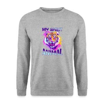 Drôle de tigre animal, mon animal spirituel - Sweat-shirt Unisexe - gris chiné - Devant - Alina (178cm) & Michal (187cm)