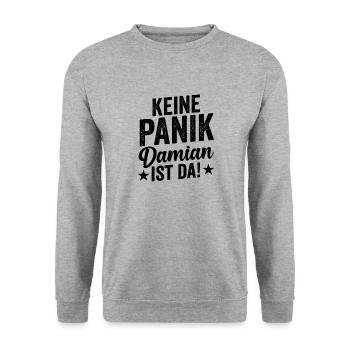 Vorname Damian - Unisex Pullover - Weißgrau meliert - Vorne - Alina (178cm) & Michal (187cm)