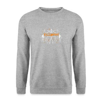 Lustiges Halloween-design - Unisex Pullover - Weißgrau meliert - Vorne - Alina (178cm) & Michal (187cm)
