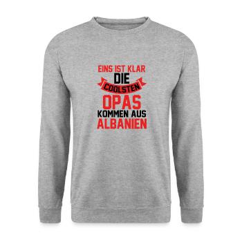 Albanian Albanian Grandpa Grandfather Albania - Unisex Sweatshirt - salt & pepper - Front - Alina (178cm) & Michal (187cm)