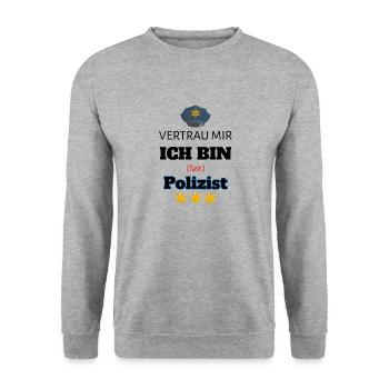 Polizei Geschenk - Unisex Pullover - Weißgrau meliert - Vorne - Alina (178cm) & Michal (187cm)