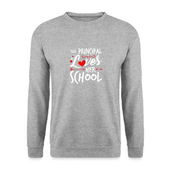 This headmistress loves her school - Unisex Sweatshirt - salt & pepper - Front - Alina (178cm) & Michal (187cm)