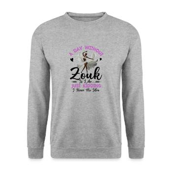 Witziger Zouk Tänzer Spruch - Unisex Pullover - Weißgrau meliert - Vorne - Alina (178cm) & Michal (187cm)