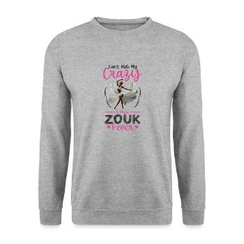 Witziger Zouk Tänzer Spruch - Unisex Pullover - Weißgrau meliert - Vorne - Alina (178cm) & Michal (187cm)
