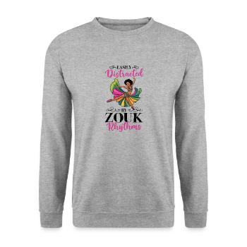 Witziger Zouk Tänzer Spruch - Unisex Pullover - Weißgrau meliert - Vorne - Alina (178cm) & Michal (187cm)